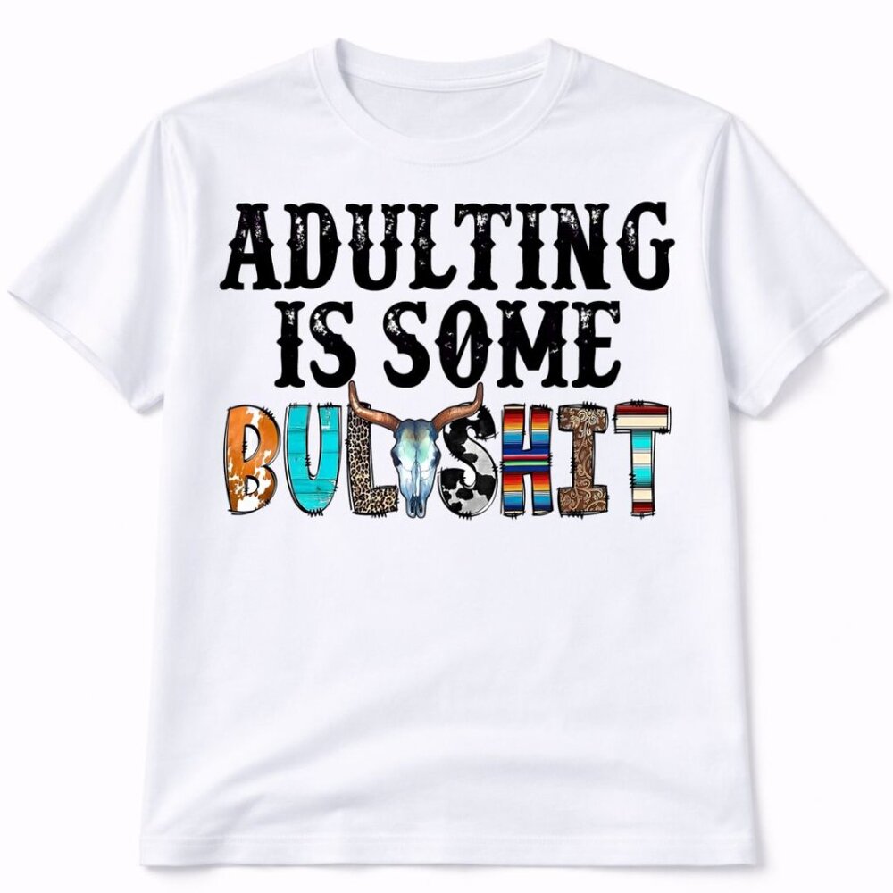 Western Bull Skull Graphic T Shirt Trendy Boutique Style Tee Womens Gift White